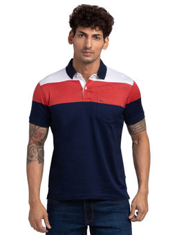 Parx - Regular Fit Stripes Dark Blue T-Shirt