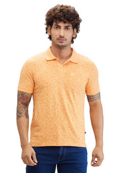 Parx - Regular Fit Printed Light Orange T-Shirt