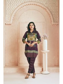 KAFTANIZE - Purple Muslin Kurta with Pant (Set of 2)