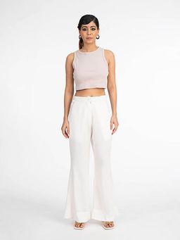 House of Surkh - White Zip And Elasticated Waist Pant