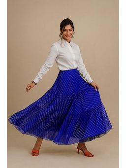 House of Surkh - Vibrant Blue Chiffon Leheriya Skirt