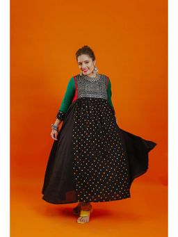 House of Surkh - Black Cotton Bandhani Kurta