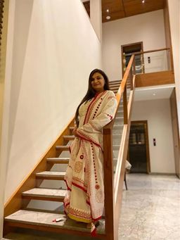 Leela by A - White and Red Printed and Embroidered Kurta with Palazzo and Stole