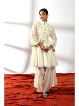 Leela by A - Ivory Flare Kurta With Palazzo