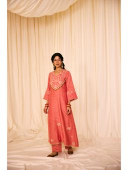 Leela by A - Peach A Line Kurta With Pant And Dupatta