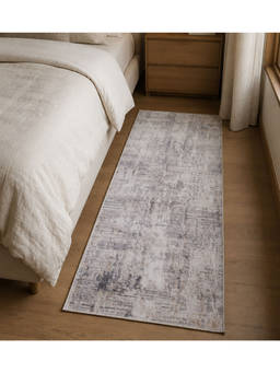 OBSESSIONS - Polypropylene With Jute Backing Antistatic Bedside Rug ,Grey (2.5x5 feet)