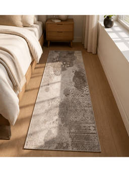 OBSESSIONS - Polypropylene With Jute Backing Antistatic Bedside Rug ,Cream & Brown (2.5x5 feet)