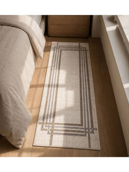OBSESSIONS - Polypropylene With Jute Backing Antistatic Bedside Rug ,Cream (2.5x5 feet)