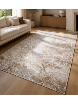 OBSESSIONS - Polypropylene With Jute Backing Carpet Brown & Cream (4x6 feet)