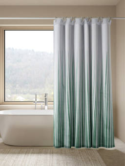 Haus & Kinder - Seaside Calm Door Shower Printed Curtain, Green (7 feet)