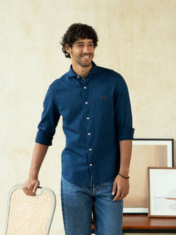Andamen - Regular Fit Nile Indigo Casual Slim Shirt