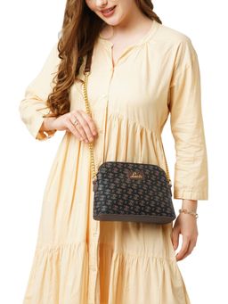 Lavie - Women Brown Printed Sling Bag with Detachable Strap (M)