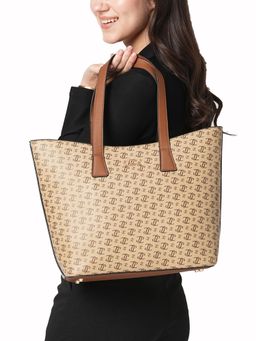 Lavie - Women Tan Printed Tote Bag (L)