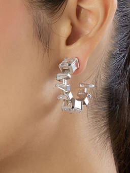 Isharya - White Imperia Diamante Botox Hoops
