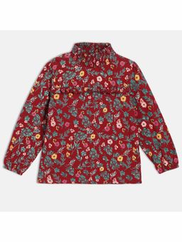 MINI KLUB - Kids Girls Cotton Full Sleeve floral Top - Rust
