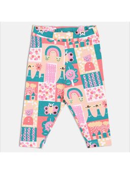 MINI KLUB - Baby Girls Cotton Ankle Length Conversational Printed Leggings - Multi