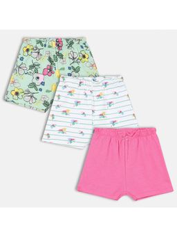 MINI KLUB - New Born And Baby Girls Cotton Thigh Length Printed Shorts (Pack of 3)
