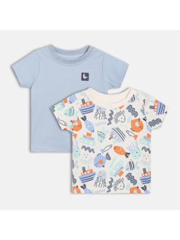 MINI KLUB - Cotton Short Sleeve Aquatic Printed T-Shirt (Pack of 2)