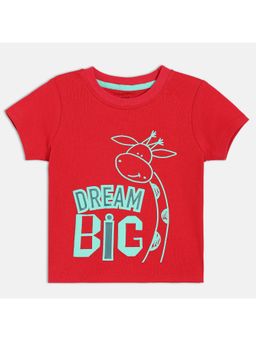 MINI KLUB - Kids Boys Cotton Short Sleeve Typography T-Shirt - Red