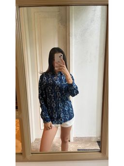 The Indian Artisan - Haseen Cotton Printed Blue Shirt