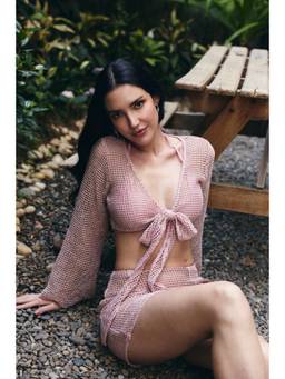 IT GIRL - Salty but Sweet Female Net Pink Solid Top