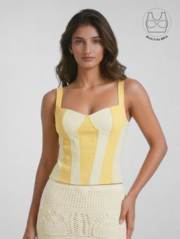 BUTTERSCOSH - Avelin Butter Yellow Colo Block Corset Top with Inbuilt Bra