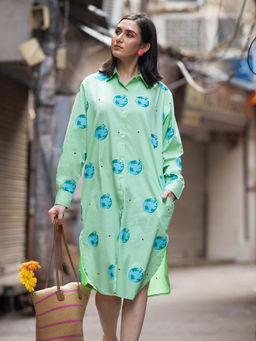 MASU - Women Green Dharti Shirt Style Dress
