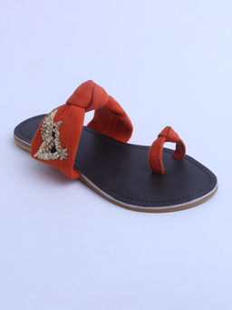 PREET KAUR - Orange Bird Embellished Flat