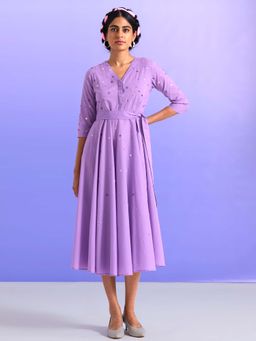 Okhai - Ingenious' Pure Cotton Hand Embroidered Mirror Work Dress (Set of 2)