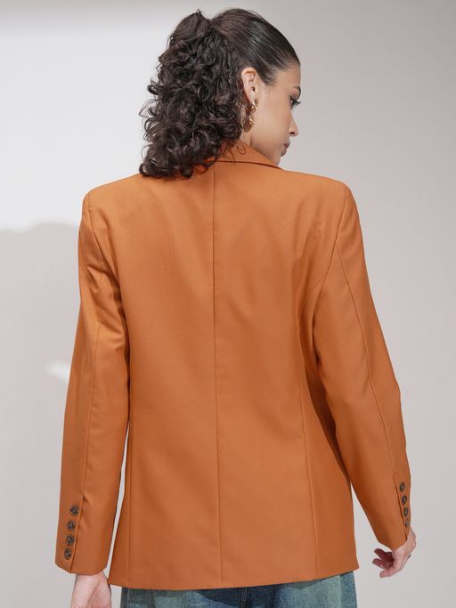Buy TOKYO TALKIES Women Rust Notched Lapel Single Breasted