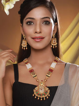 Aatmana - 24K Gold-Plated Multi-Color Stone Studded Beaded Handcrafted Traditional Necklace