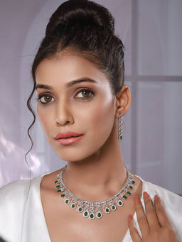 Aatmana - Rhodium-Plated and Ad-Studded Jewellery Set