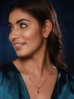 Aatmana - Rose Gold Plated Ad Studded Necklace Set