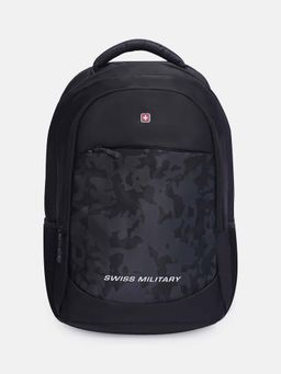 Swiss Military - Unisex Black Camouflage Printed 16 Inch Laptop Backpack