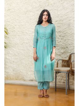 Tatwa Designs - Mint Yoke Pintuck Kurta (Set of 3)