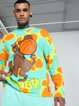 Puma - HOOPS x SCOOBY DOO Mens Long Sleeve Oversized Fit Basketball T-shirt - Green