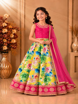 TWISHA - Pink Embroidered Top With Lehenga and Dupatta Set
