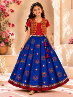 TWISHA - Red Inner With Embroidered Half Sleeves Jacket and Lehenga