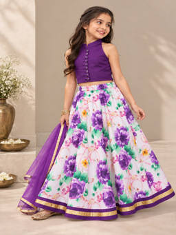 TWISHA - Purple Solid Top With Lehenga and Dupatta