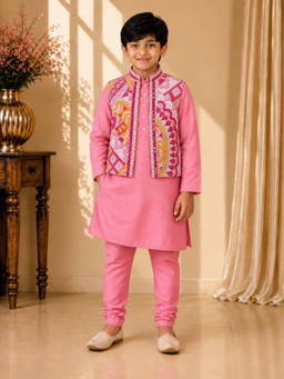 TWISHA - Woven Full Sleeve Solid Kurta with Pyjama & Printed Jacket