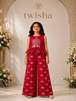 TWISHA - Red All Over Printed Top With Palazzo