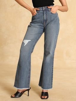 Kazo - Blue Fit and Flare Jeans with Rips