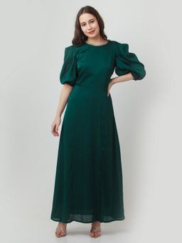 Zink London - Womens Green Solid Maxi Dress
