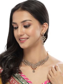 Sukkhi - Smashing Gold Plated AD Stone Collar Bone Necklace and Earring