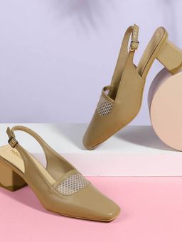 Mochi - Women Beige Block Heels