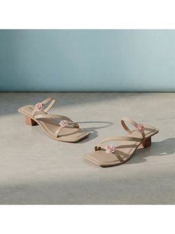 Mochi - Women Beige Block Heels