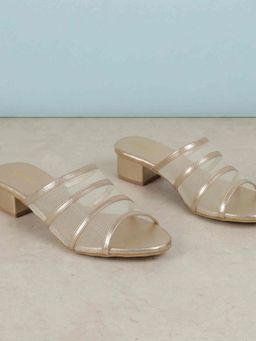 Mochi - Women Gold Block Heels