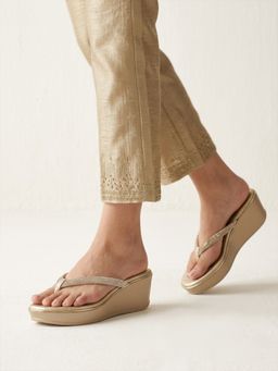 Monrow - Women Zova Gold Wedge Heels