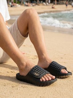 Carlton London - Men Black Sliders