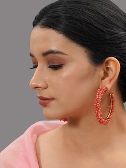 Designbox - Peach Gold Tone Hoop Earrings
